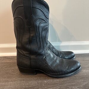 Tecovas black lizard cowboy boots